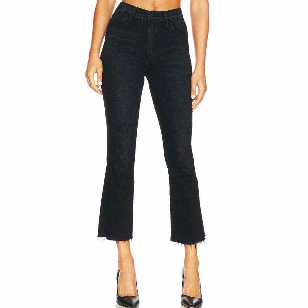 MOTHER The Hustler Ankle Fray Jeans Encounters At Night Washed Black Size 30